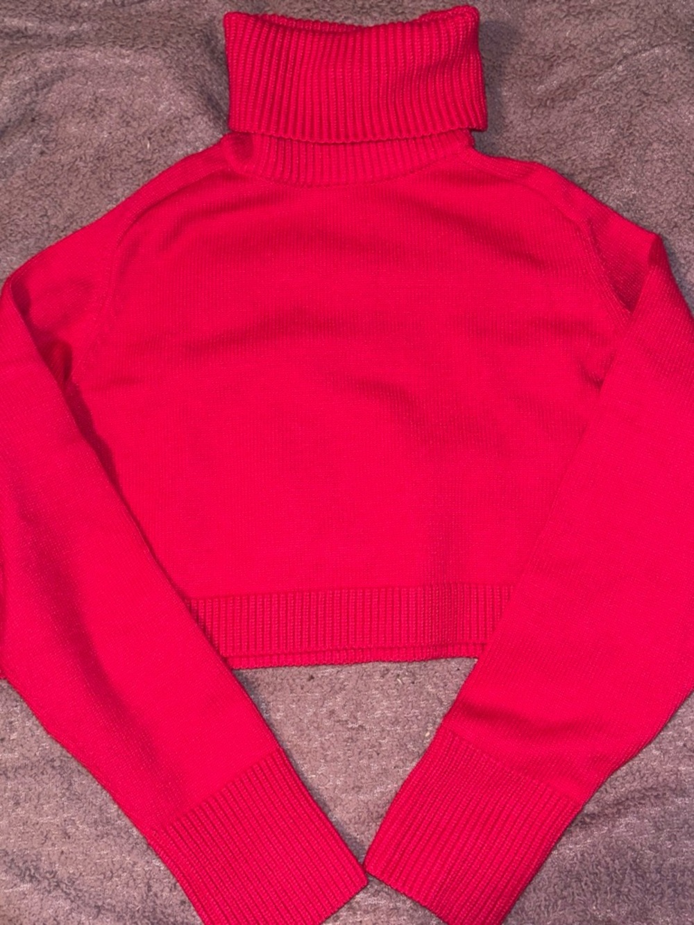 Zara Bright Hot Pink Cropped Turtleneck Sweater